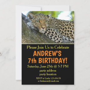 Leopard birthday invitation, Safari invitation
