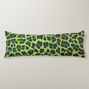 Leopard Black and Green Print Body Cushion
