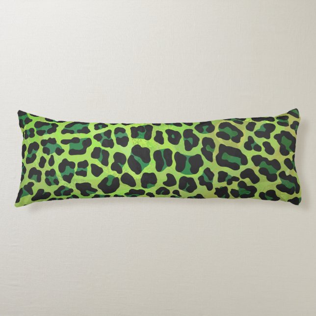 Leopard Black and Green Print Body Cushion (Front)