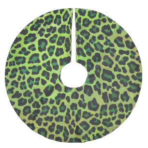 Leopard Black and Green Print Brushed Polyester Tree Skirt