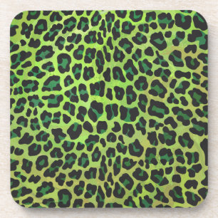 Leopard Black and Green Print Coaster