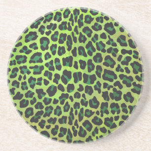 Leopard Black and Green Print Coaster