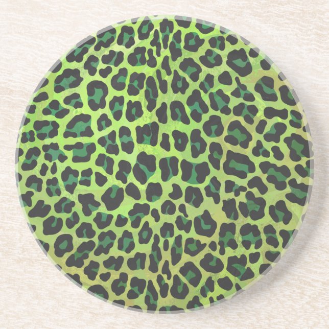 Leopard Black and Green Print Coaster (Front)