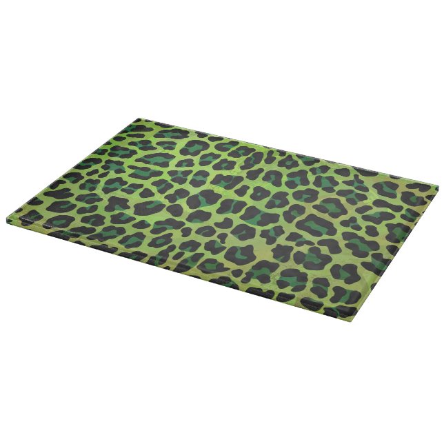 Leopard Black and Green Print Cutting Board (Corner)