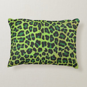 Leopard Black and Green Print Decorative Cushion