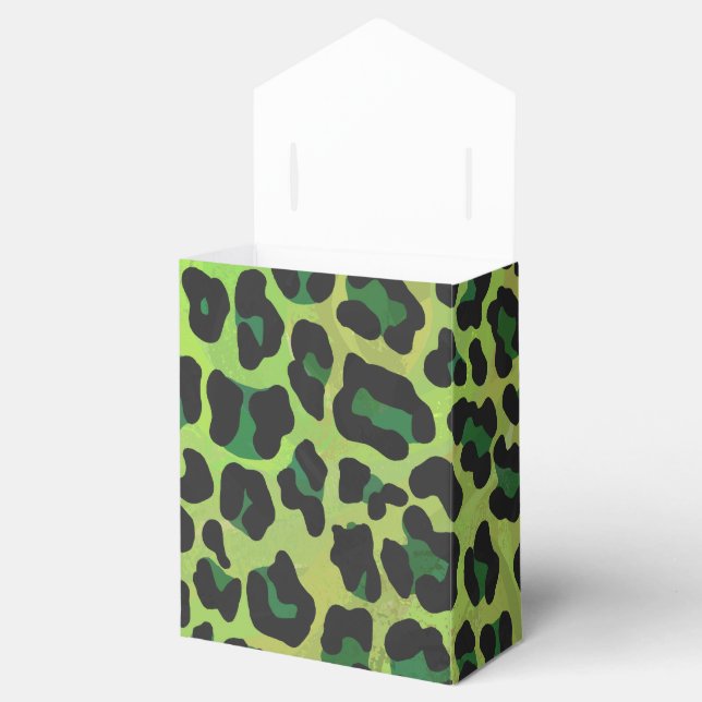 Leopard Black and Green Print Favour Box (Opened)