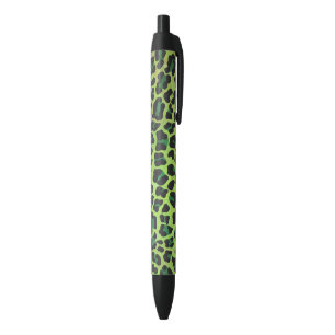 Leopard Black and Green Print Ink Pen