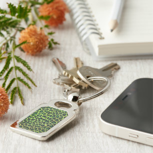 Leopard Black and Green Print Key Ring