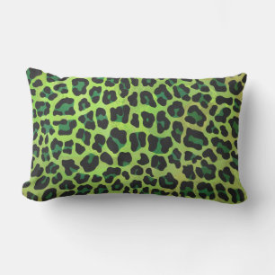 Leopard Black and Green Print Lumbar Cushion