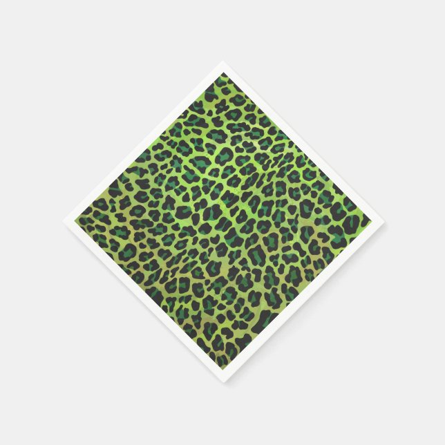 Leopard Black and Green Print Napkin (Corner)