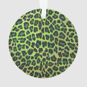 Leopard Black and Green Print Ornament