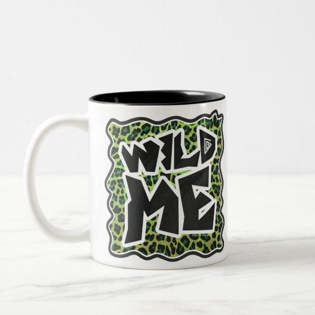 Leopard Black and Green Print Two-Tone Coffee Mug (Left)