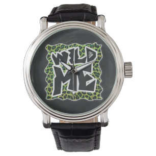 Leopard Black and Green Print Watch