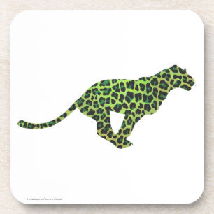 Leopard Black and Green Silhouette Coaster