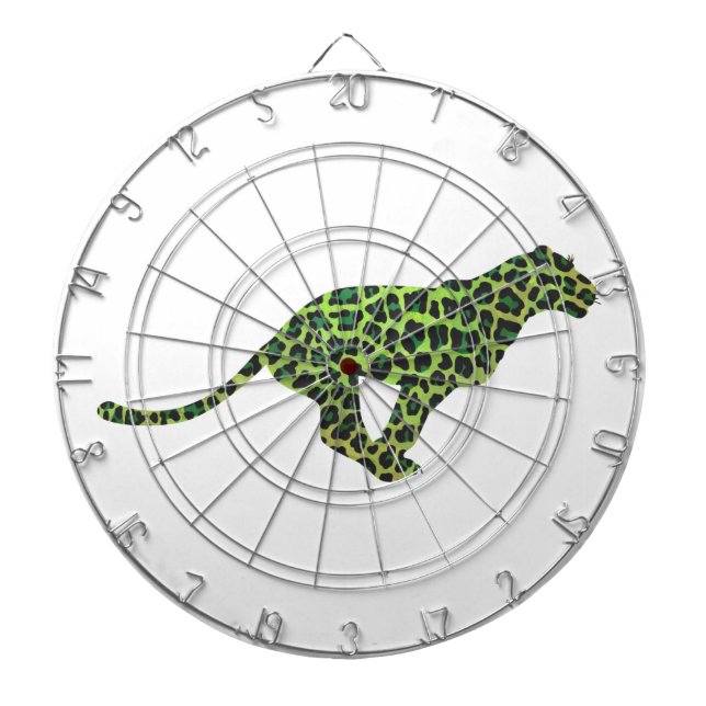 Leopard Black and Green Silhouette Dartboard (Front)