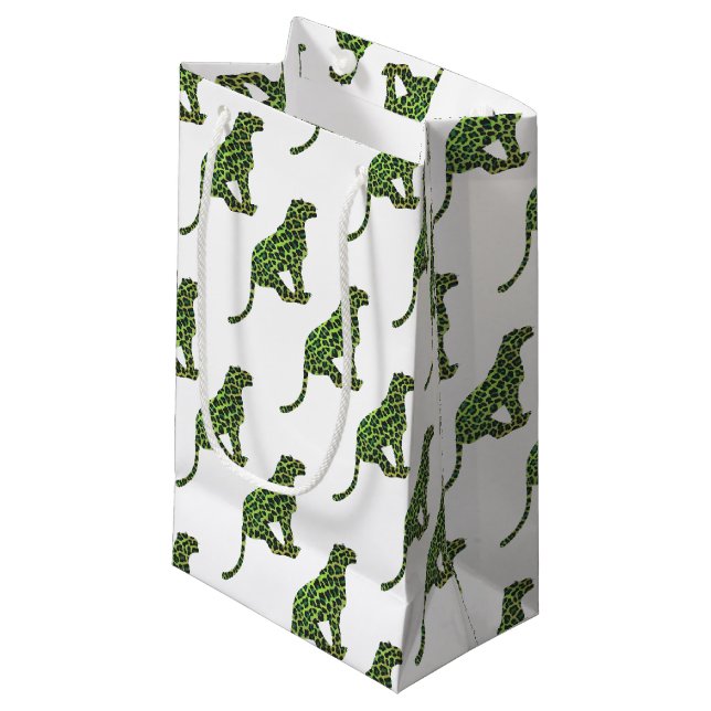 Leopard Black and Green Silhouette Small Gift Bag (Front Angled)