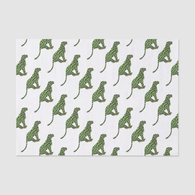 Leopard Black and Green Silhouette Tissue Paper (Front)