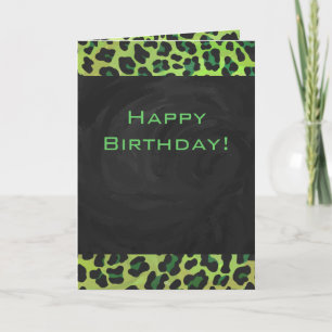 Leopard Black and Green with Monogram Card