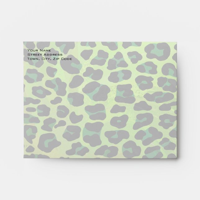 Leopard Black and Green with Monogram Envelopes (Front)