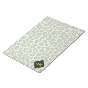 Leopard Black and Green with Monogram Notepad