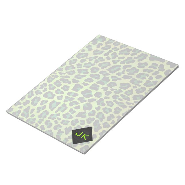 Leopard Black and Green with Monogram Notepad (Angled)