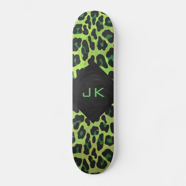 Leopard Black and Green with Monogram Skateboard (Front)