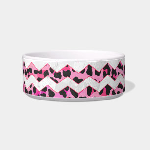Leopard Black and Hot Pink Chevron Print Bowl