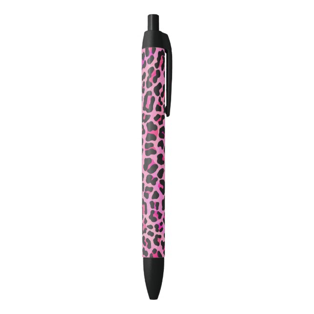 Leopard Black and Hot Pink Print Black Ink Pen (Bottom (Vertical))