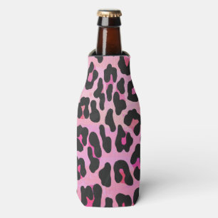 Leopard Black and Hot Pink Print Bottle Cooler