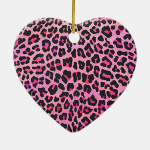 Leopard Black and Hot Pink Print Ceramic Tree Decoration