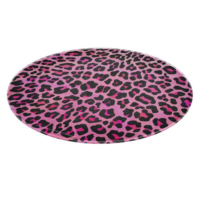 Leopard Black and Hot Pink Print Cutting Board (Corner)