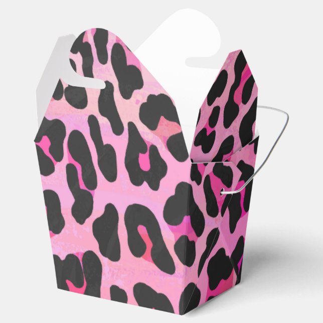 Leopard Black and Hot Pink Print Favour Box (Opened)
