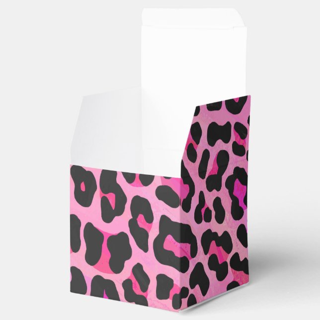 Leopard Black and Hot Pink Print Favour Box (Opened)