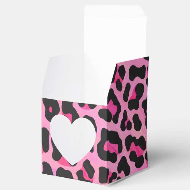 Leopard Black and Hot Pink Print Favour Box (Opened)