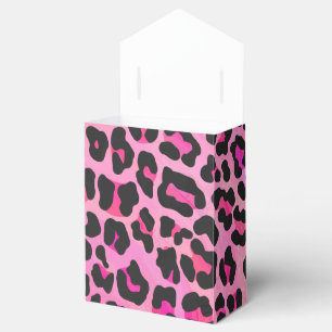 Leopard Black and Hot Pink Print Favour Box