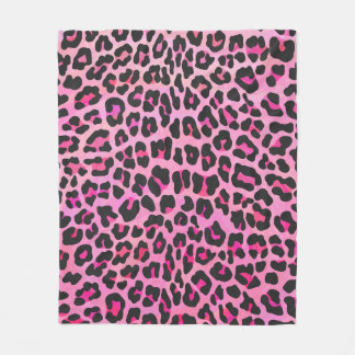 Leopard Black and Hot Pink Print Fleece Blanket