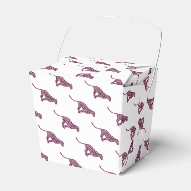 Leopard Black and Hot Pink Print Siloette Favour Box (Front Side)