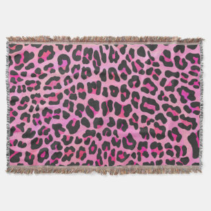 Leopard Black and Hot Pink Print Throw Blanket