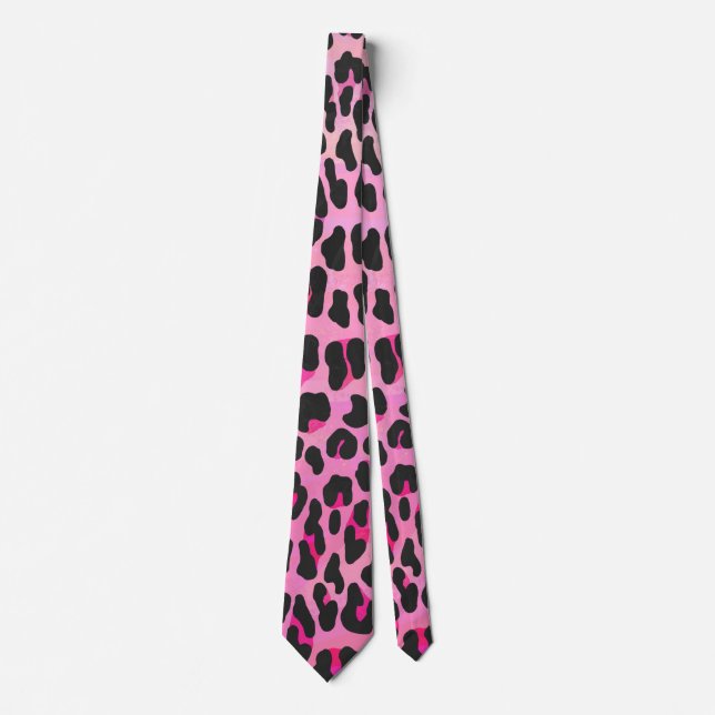 Leopard Black and Hot Pink Print Tie (Front)