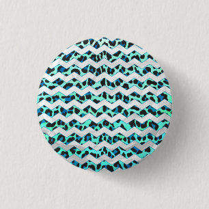 Leopard Black and Teal Print 3 Cm Round Badge