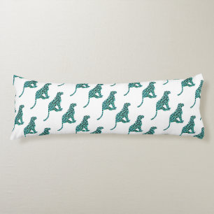 Leopard Black and Teal Print Body Cushion