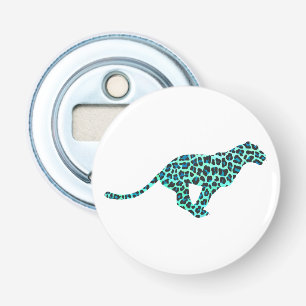 Leopard Black and Teal Print Bottle Opener