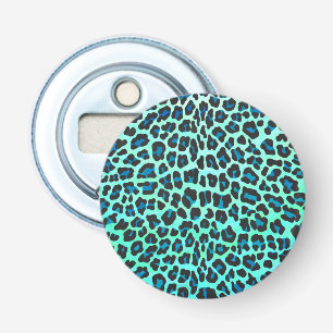 Leopard Black and Teal Print Bottle Opener