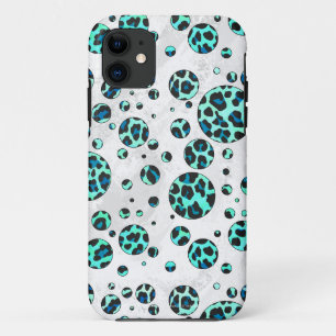 Leopard Black and Teal Print iPhone 11 Case