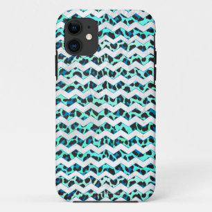 Leopard Black and Teal Print iPhone 11 Case