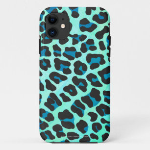 Leopard Black and Teal Print iPhone 11 Case