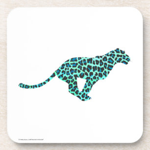 Leopard Black and Teal Print Coaster