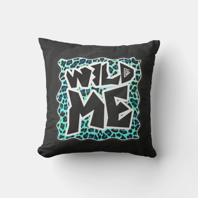 Leopard Black and Teal Print Cushion (Front)