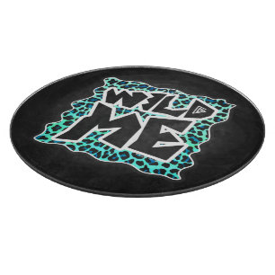 Leopard Black and Teal Print Cutting Board
