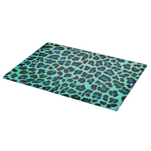 Leopard Black and Teal Print Cutting Board